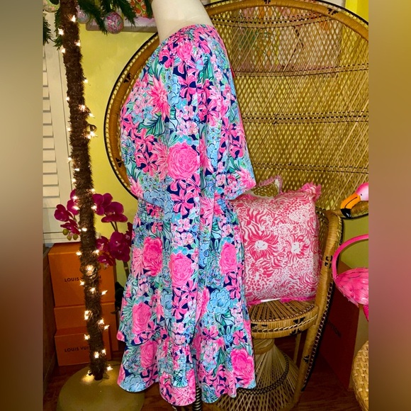 Lilly Pulitzer NWT Cristiana Stretch Dress Navy Always Be Blooming Size 8,10,14 - Picture 4 of 11